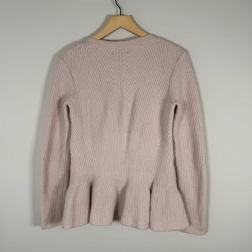 Ted Baker London Wool Blend Knit Peplum Pullover Sweater Shirt Blush Pink Size 2